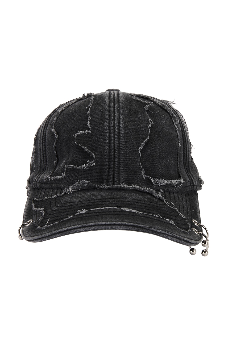 Shop Vetements Fully Distressed Piercing Cap In Black