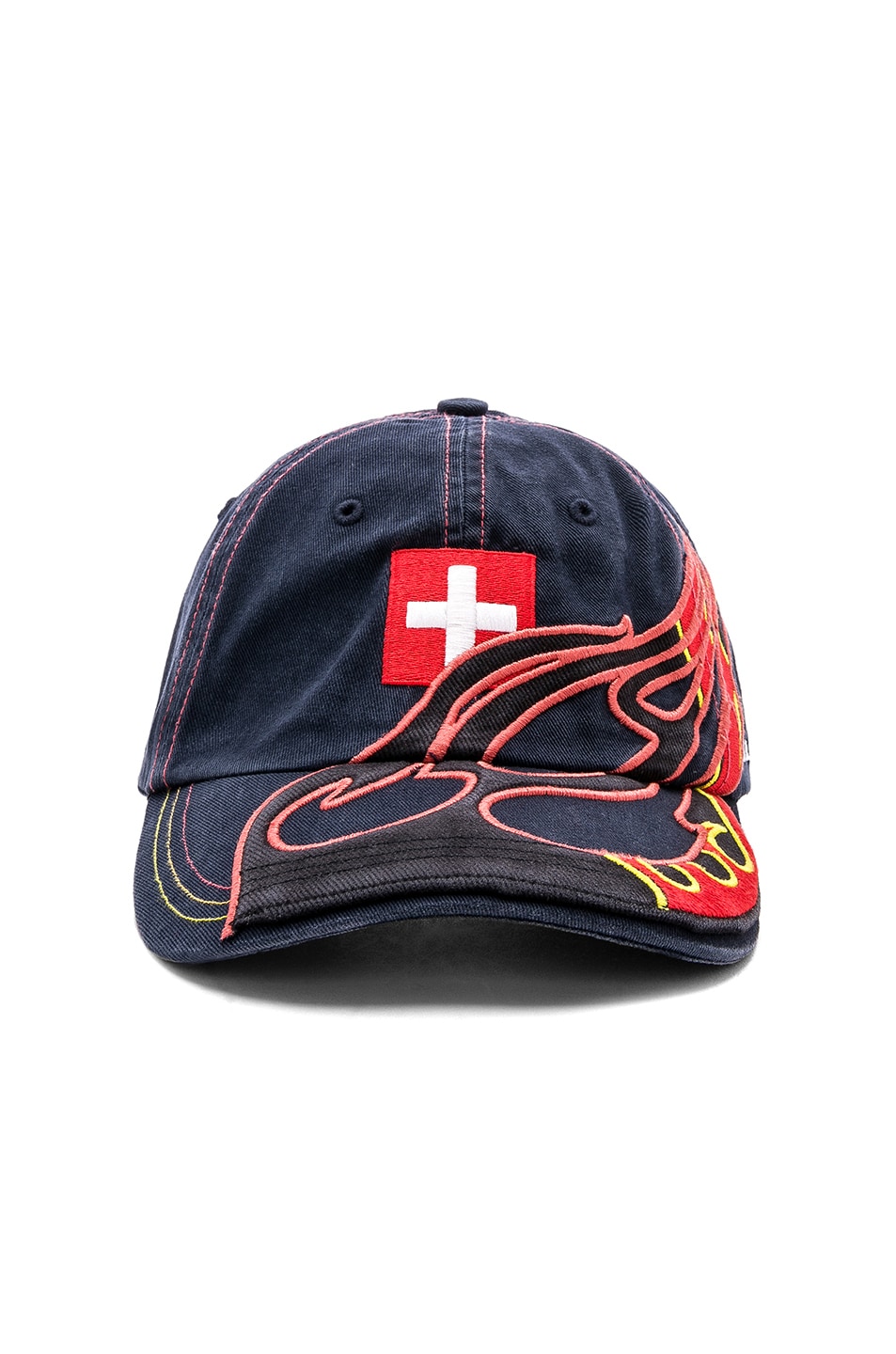 Image 1 of VETEMENTS Cut Up Cap in Navy Switzerland