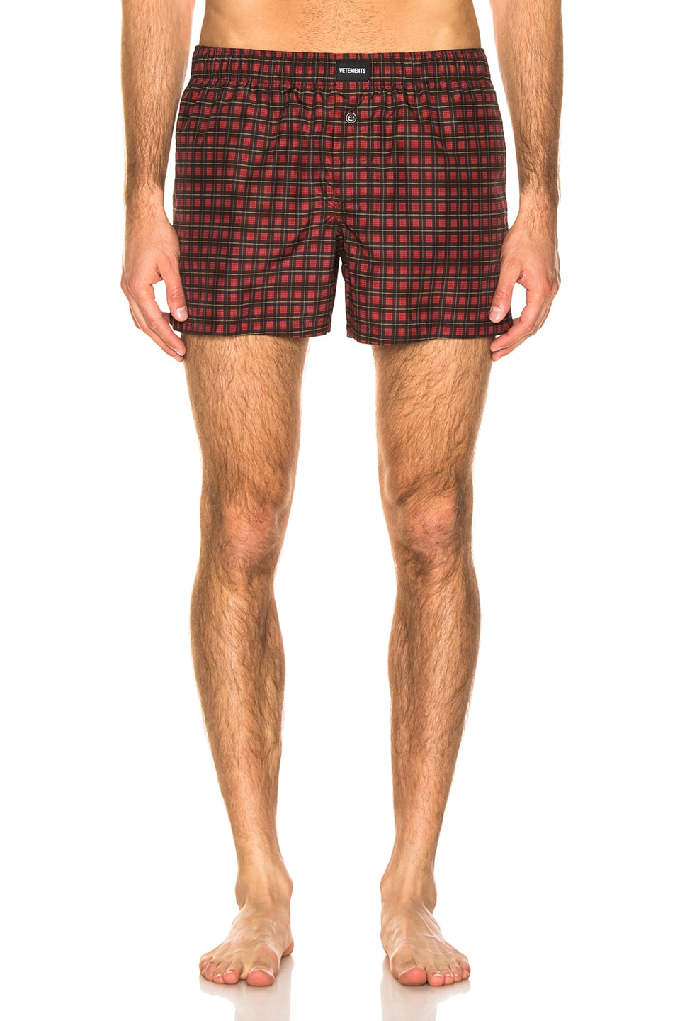 Image 1 of VETEMENTS Swimming Boxers in Red Check