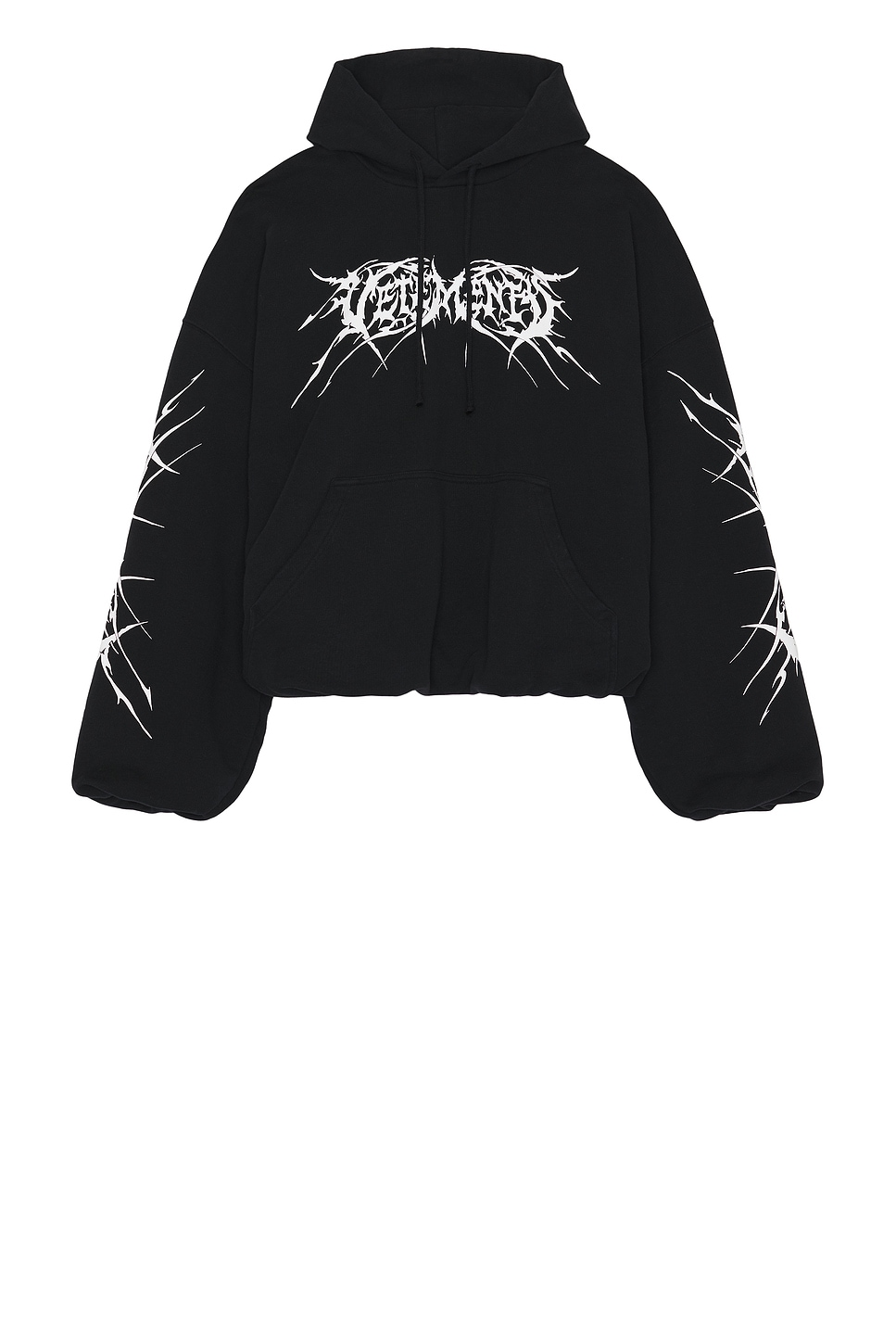 Death Metal Cropped Boxy Hoodie in Black