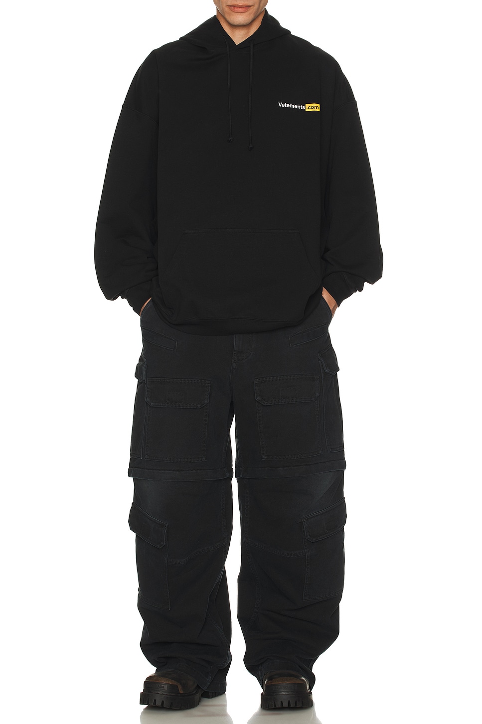 Image 1 of VETEMENTS VetementsCom Oversized Hoodie in Black