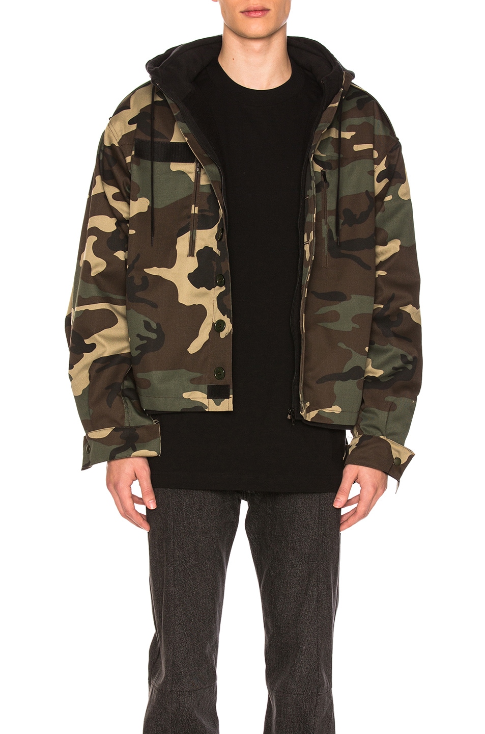 Image 1 of VETEMENTS Commando Jacket with Hoodie in Camouflage
