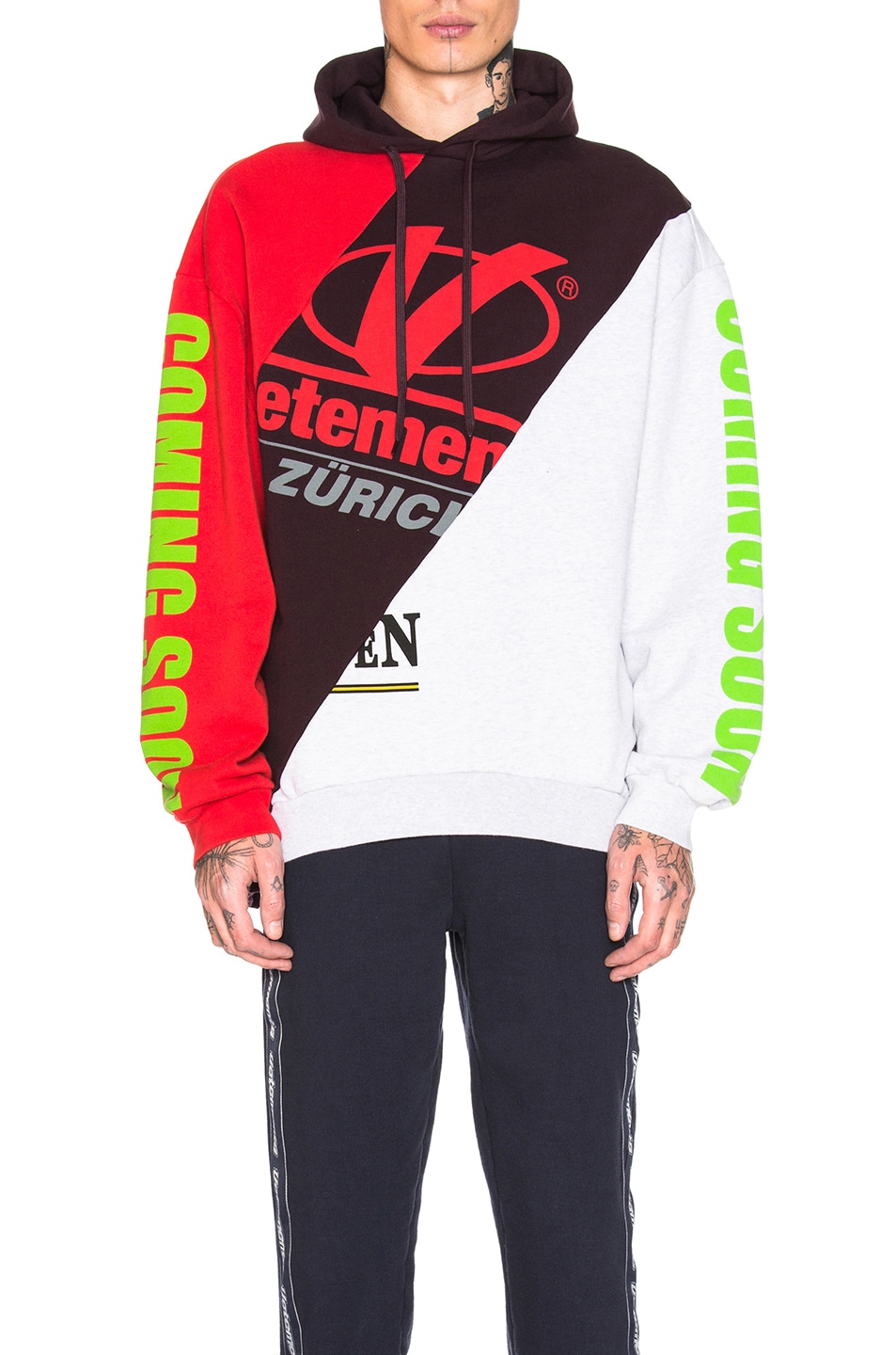 vetements cut-up hoodie in gray,purple