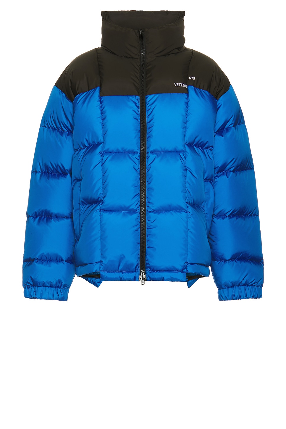 Shop Vetements Cut-up Puffer Jacket In Blue & Black