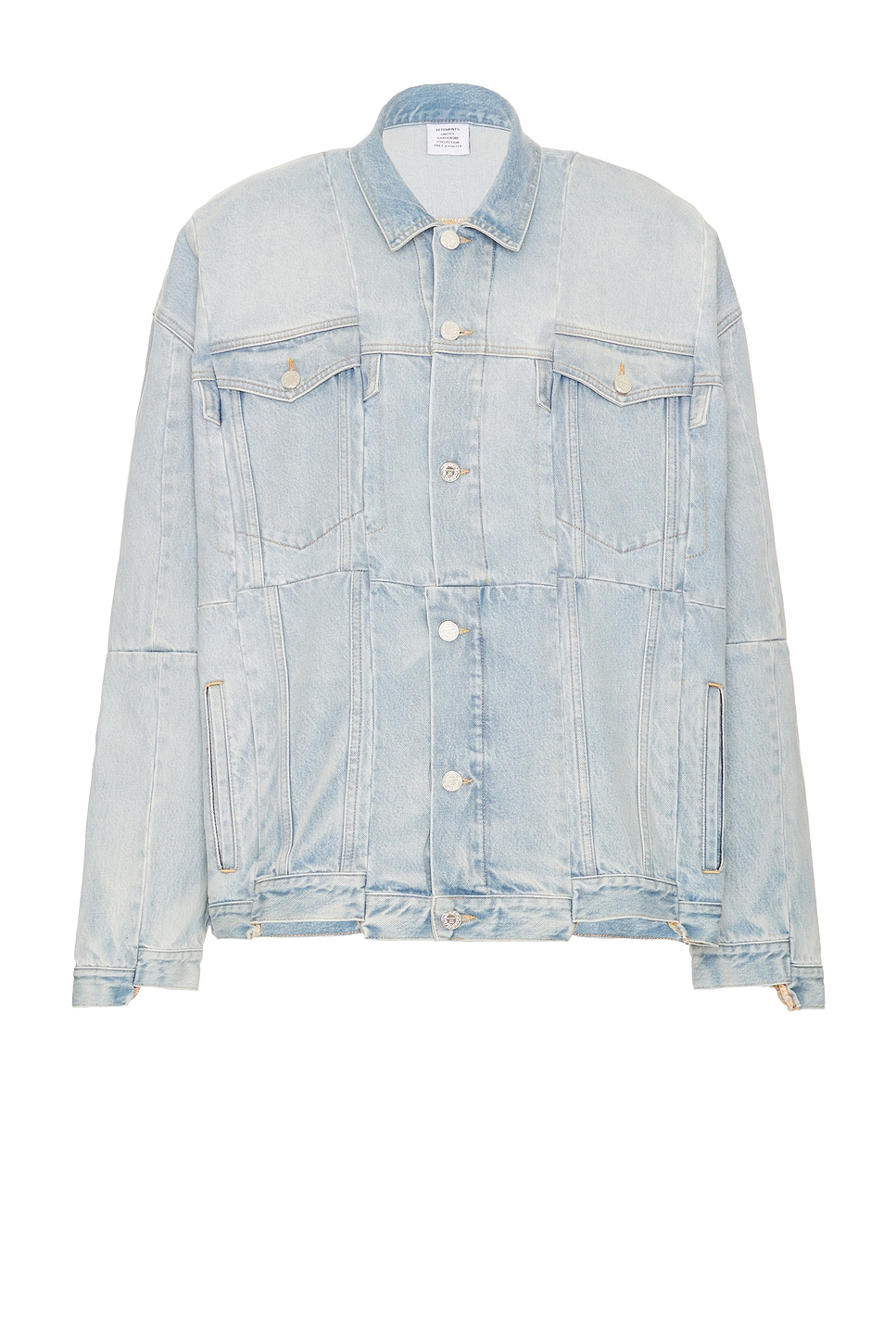 Image 1 of VETEMENTS Oversized Cut-Up Deconstructed Denim Jacket in Light Blue