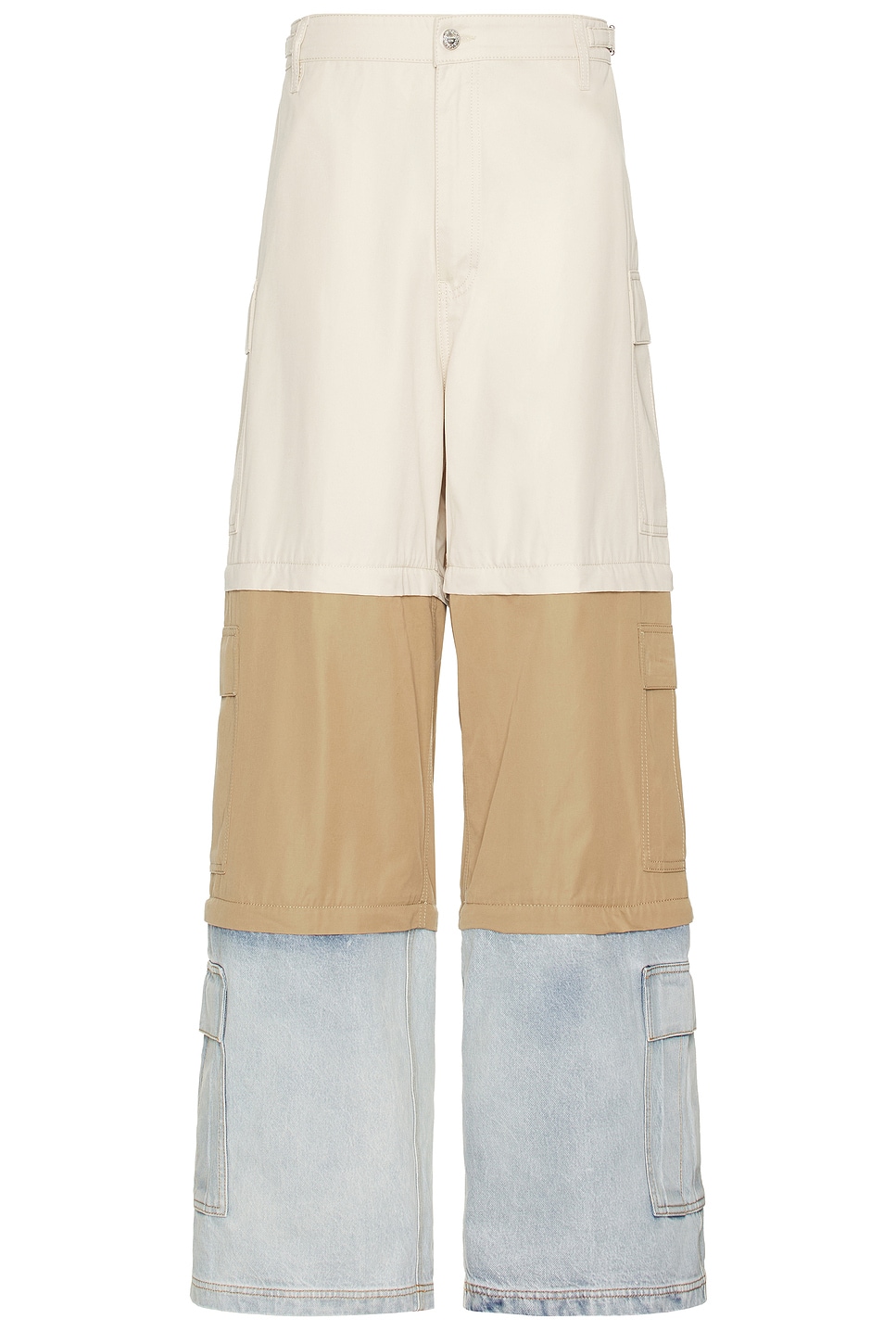 Deconstructed Triple Cargo Pants in Beige