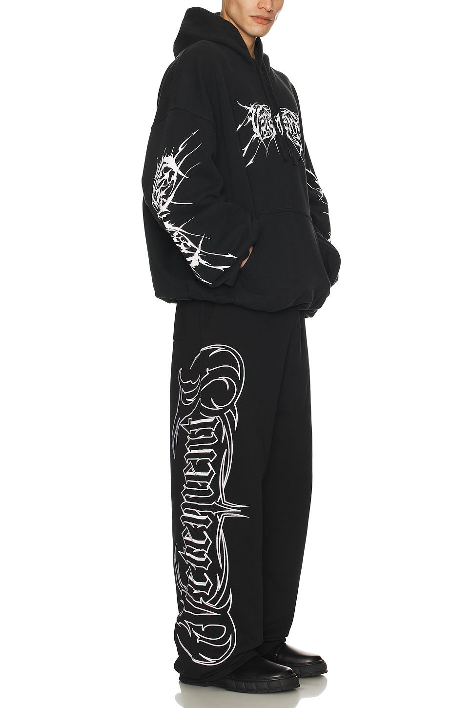 Image 1 of VETEMENTS Metal Embroidered Sweatpants in Black