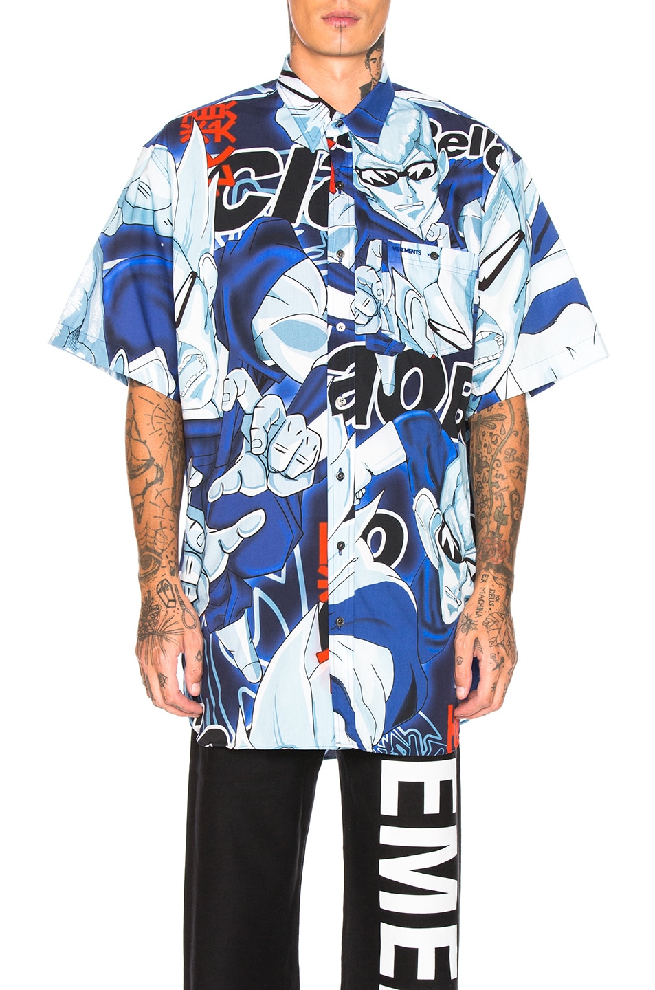 Image 1 of VETEMENTS Anime Short Sleeve Shirt in Blue Print