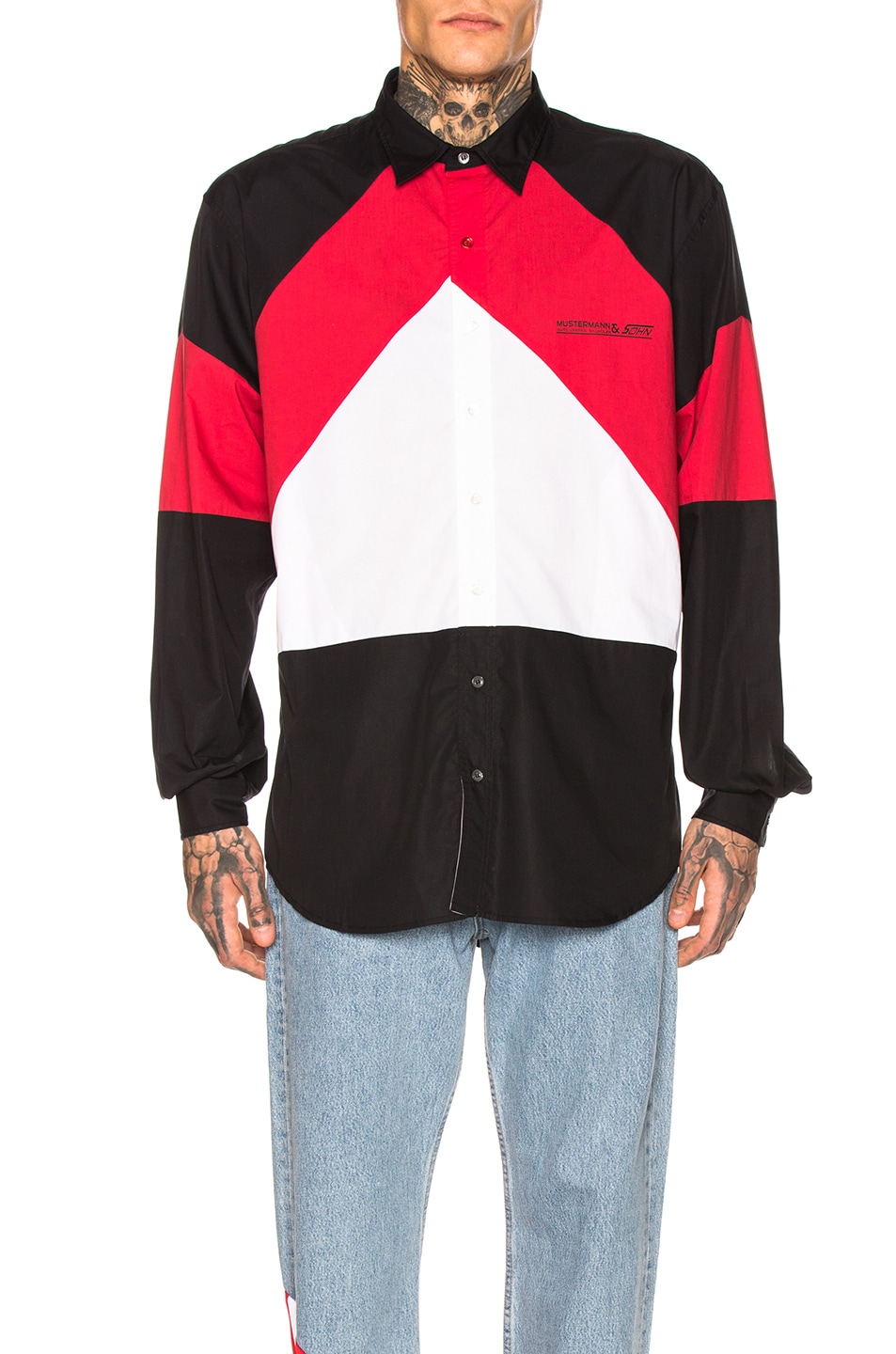 Image 1 of VETEMENTS Tracksuit Shirt in Black & Red & White