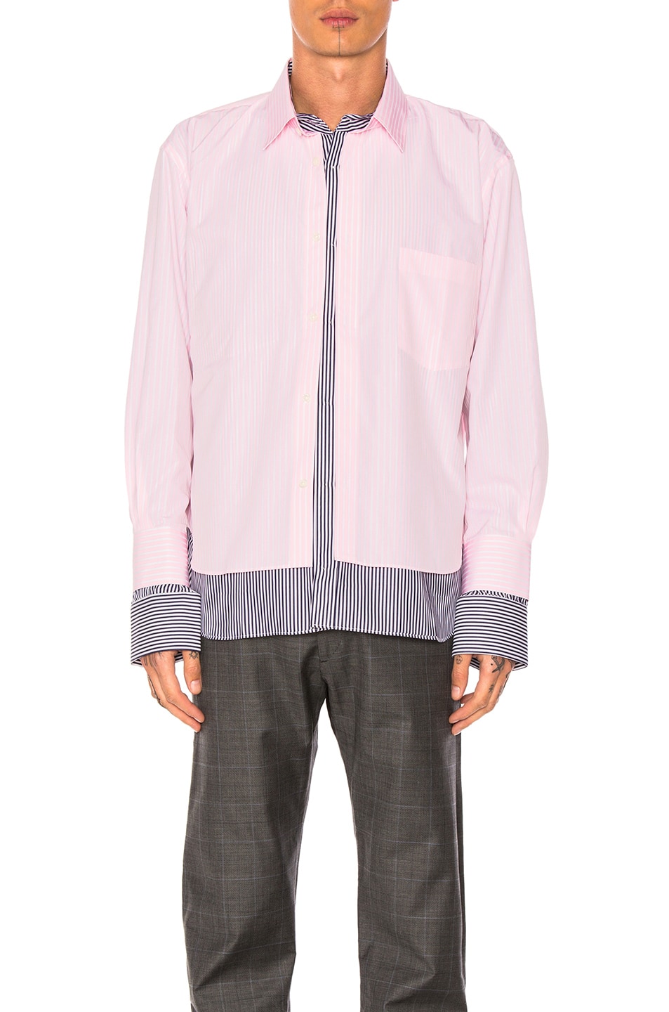 Image 1 of VETEMENTS x Comme Des Garcons SHIRT Shirt in Pink & Navy Stripe