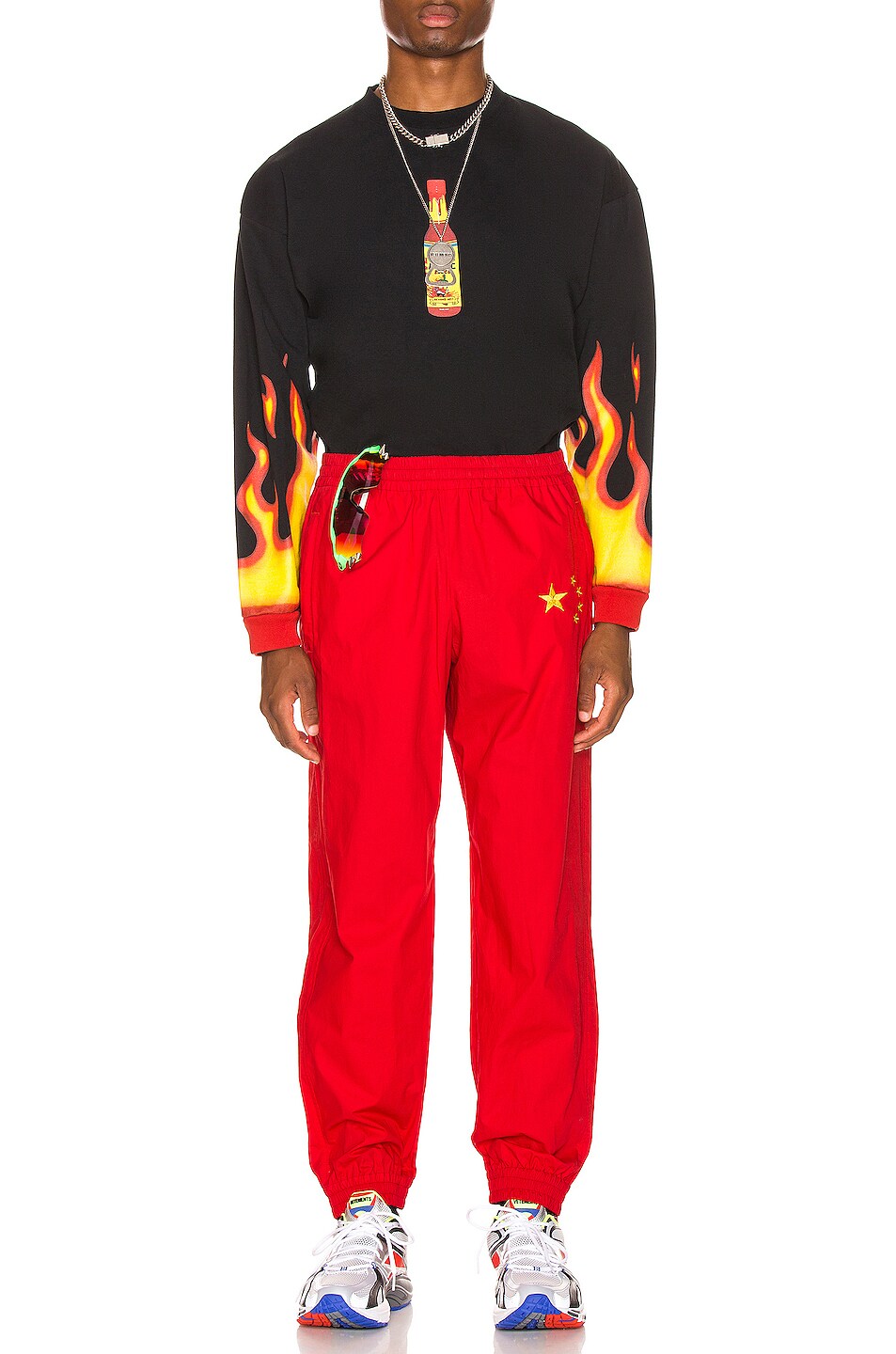 Image 1 of VETEMENTS Hot Sauce Long Sleeve Tee in Black