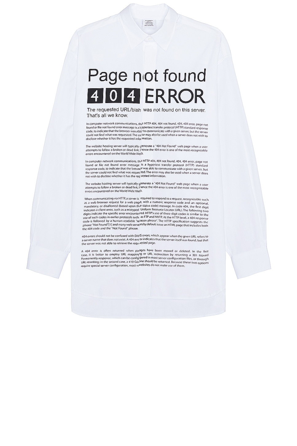 Image 1 of VETEMENTS Page Not Found Shirt in White