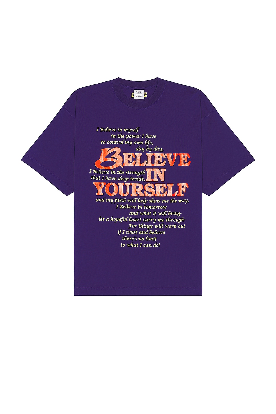 Image 1 of VETEMENTS Believe In Yourself T-shirt in Royal Blue