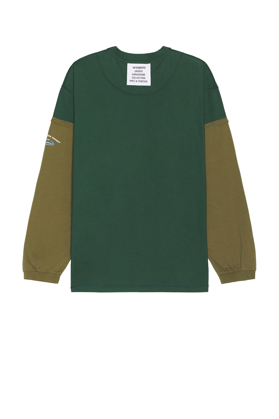 Shop Vetements Inside-out Shark Longsleeve In Polizei Green & Khaki