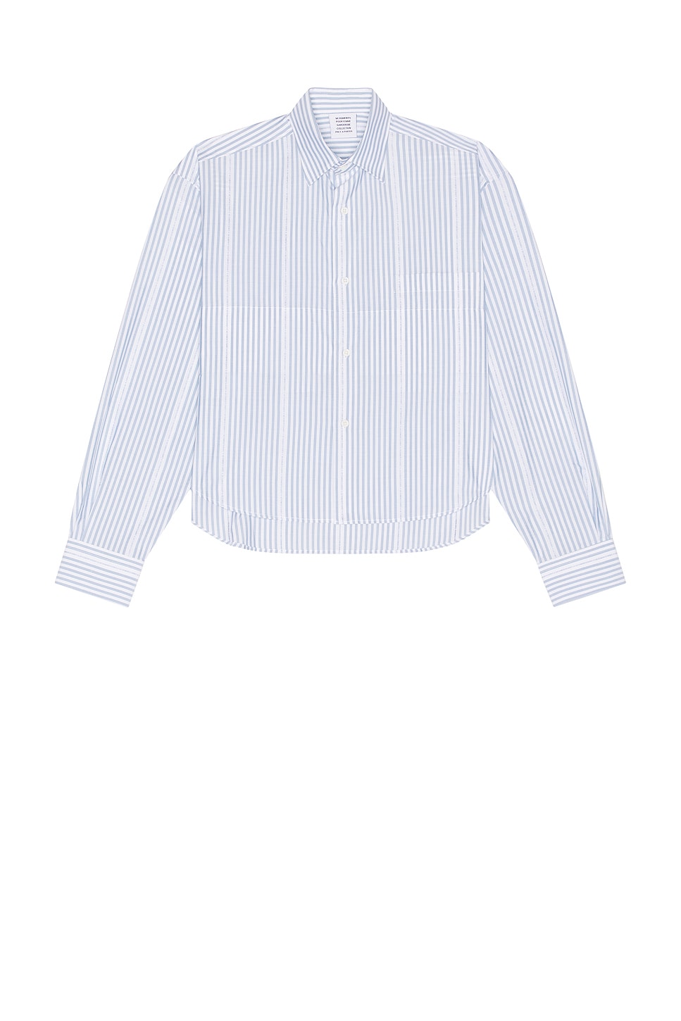 Image 1 of VETEMENTS Folded Cropped Classic Shirt in Medium Blue Stripes