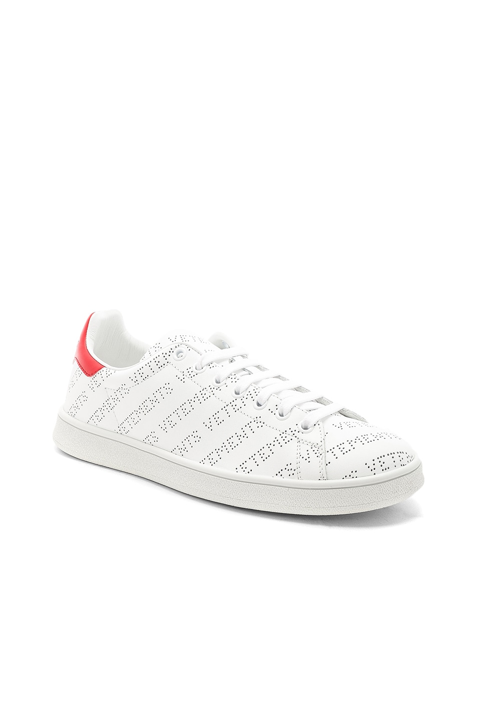 Image 1 of VETEMENTS Perforated Leather Sneakers in White & Red