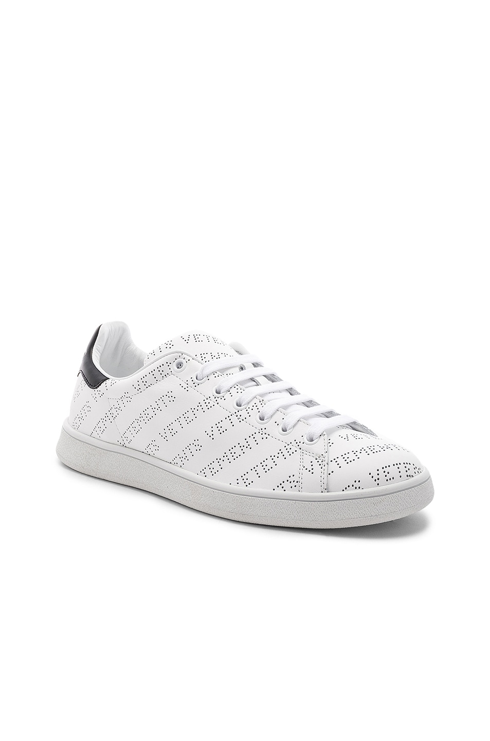 Image 1 of VETEMENTS Perforated Logo Sneakers in White & Black