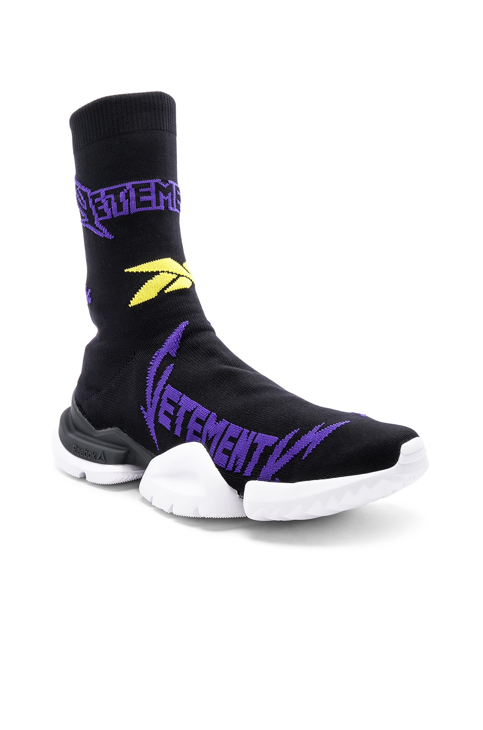 Image 1 of VETEMENTS Cut Up Sock Boots in Black & Purple