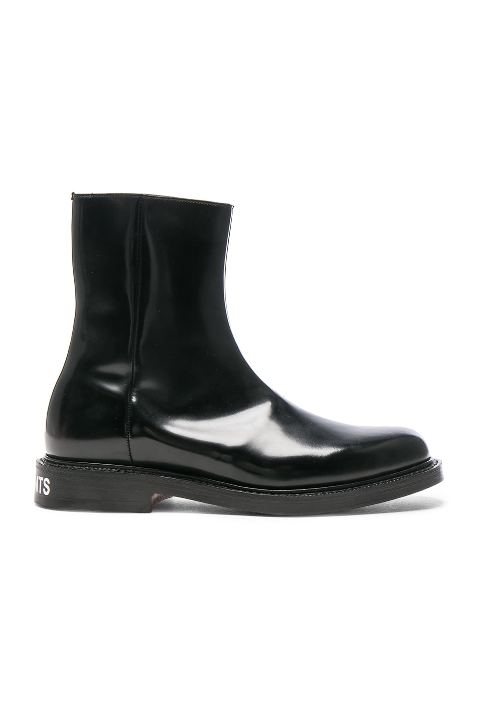 VETEMENTS x Church's Logo Leather Ankle Boots in Black | FWRD
