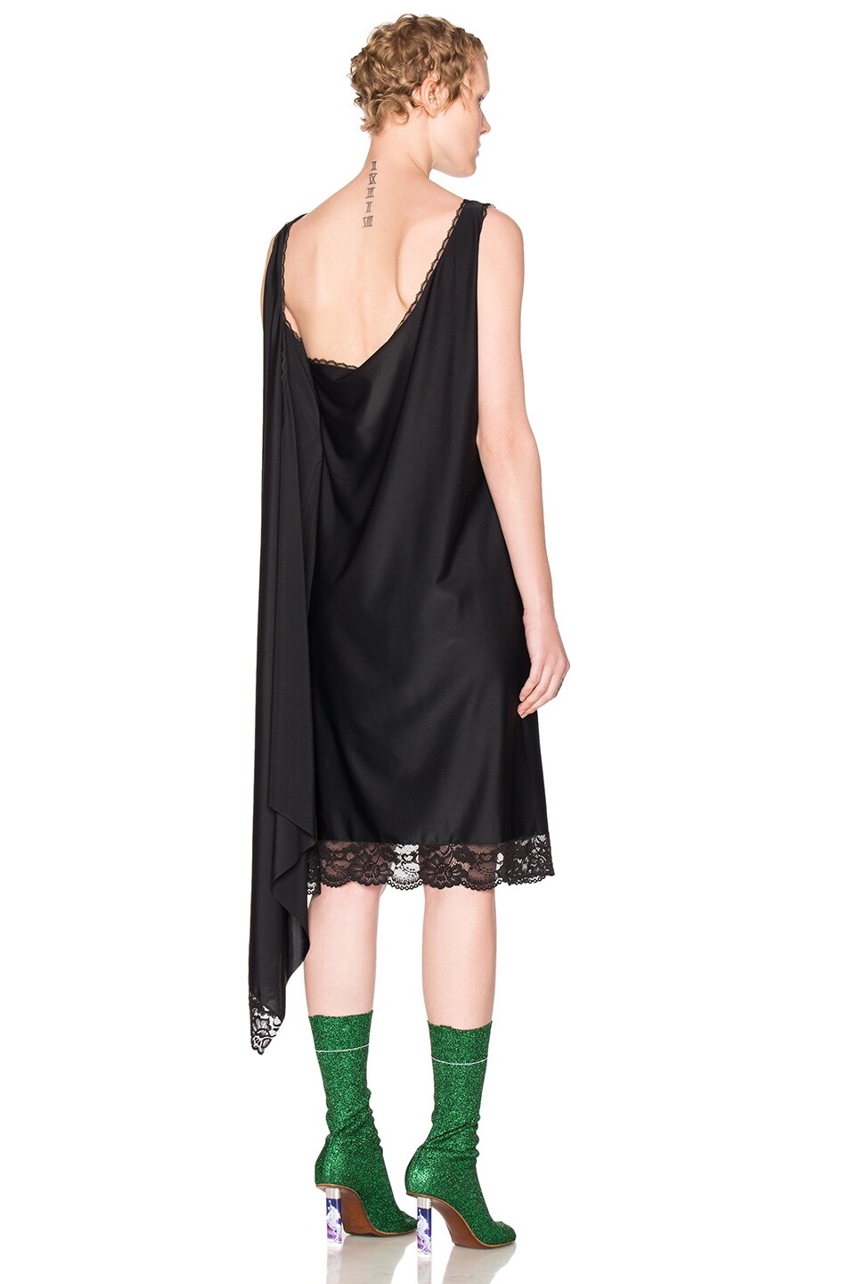 Image 1 of VETEMENTS Lace Trim Dress in Black