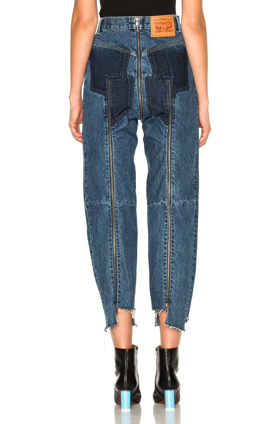 VETEMENTS Levi'S Reworked Zip Cotton Denim Jeans, Blue | ModeSens