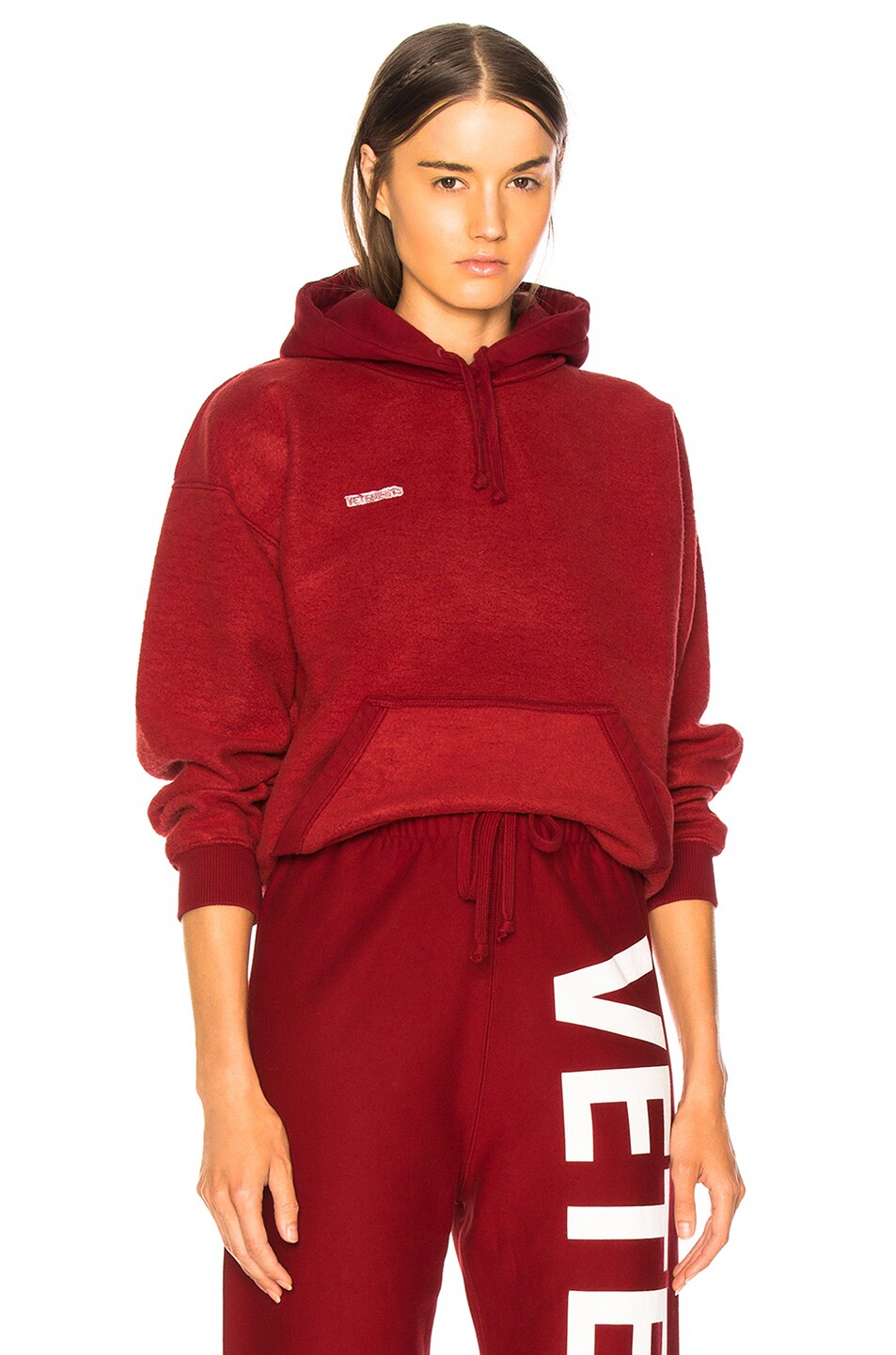Image 1 of VETEMENTS Inside Out Fitted Hoodie in Red