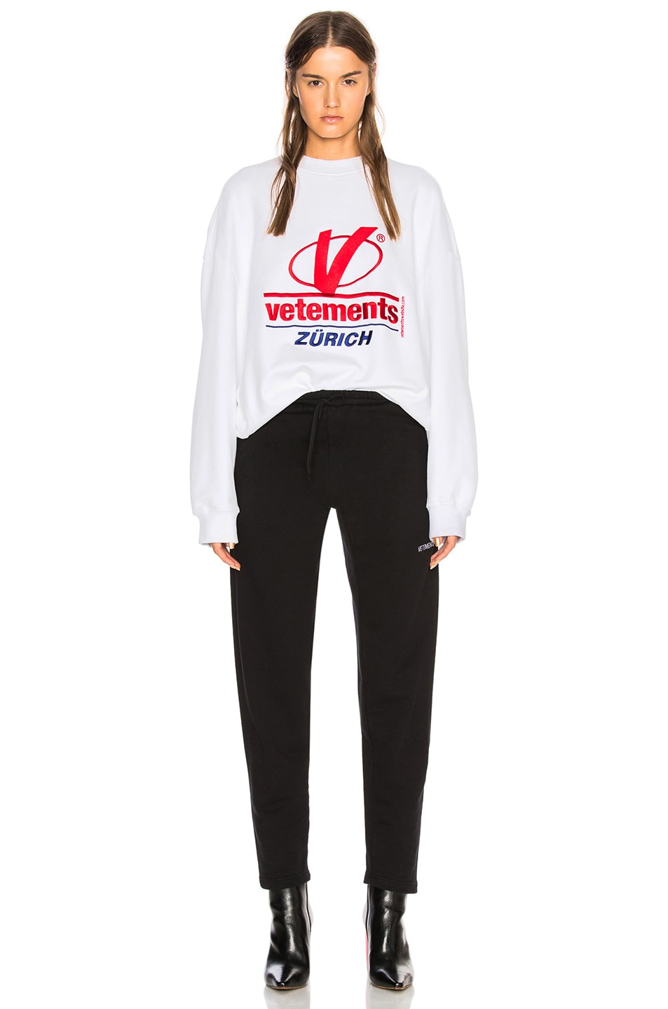 VETEMENTS Zurich Embroidery Sweatshirt in White FWRD