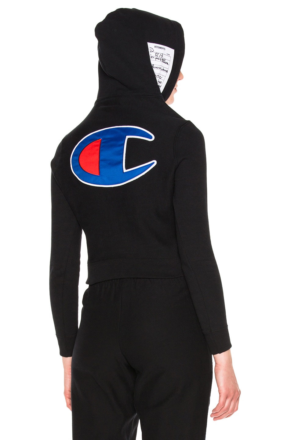 Image 1 of VETEMENTS x Champion Fitted Hoodie in Black