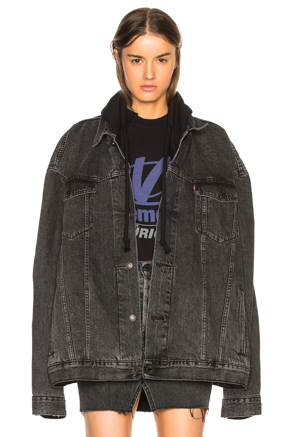 Image 1 of VETEMENTS x Levis Oversized Denim Jacket in Black
