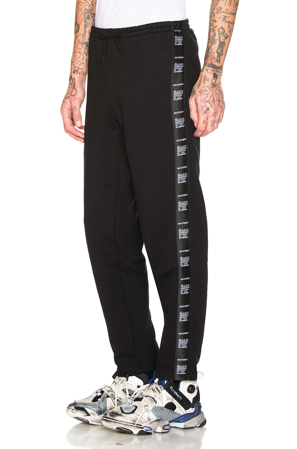 Image 1 of VETEMENTS Composition Tape Sweatpants in Black