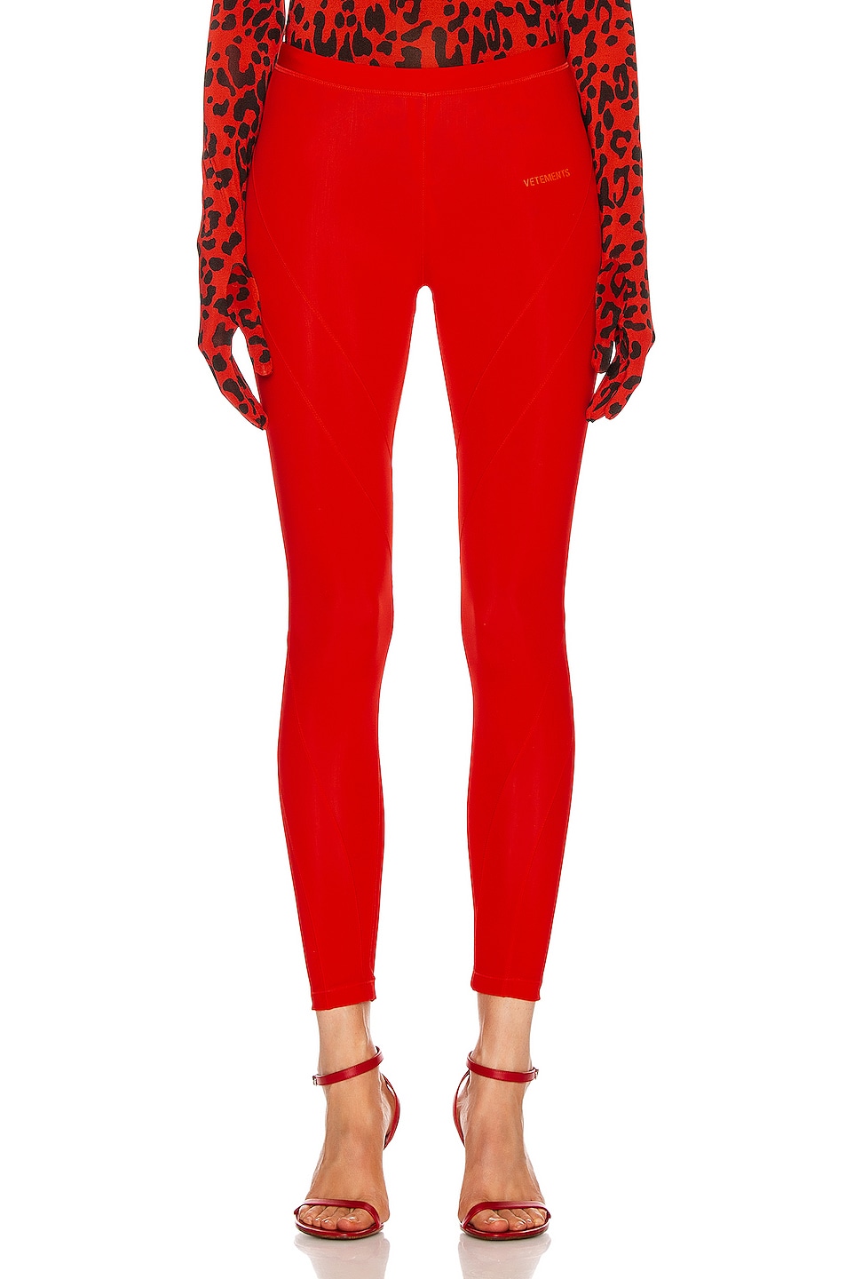 Image 1 of VETEMENTS Cut Up Legging in Red