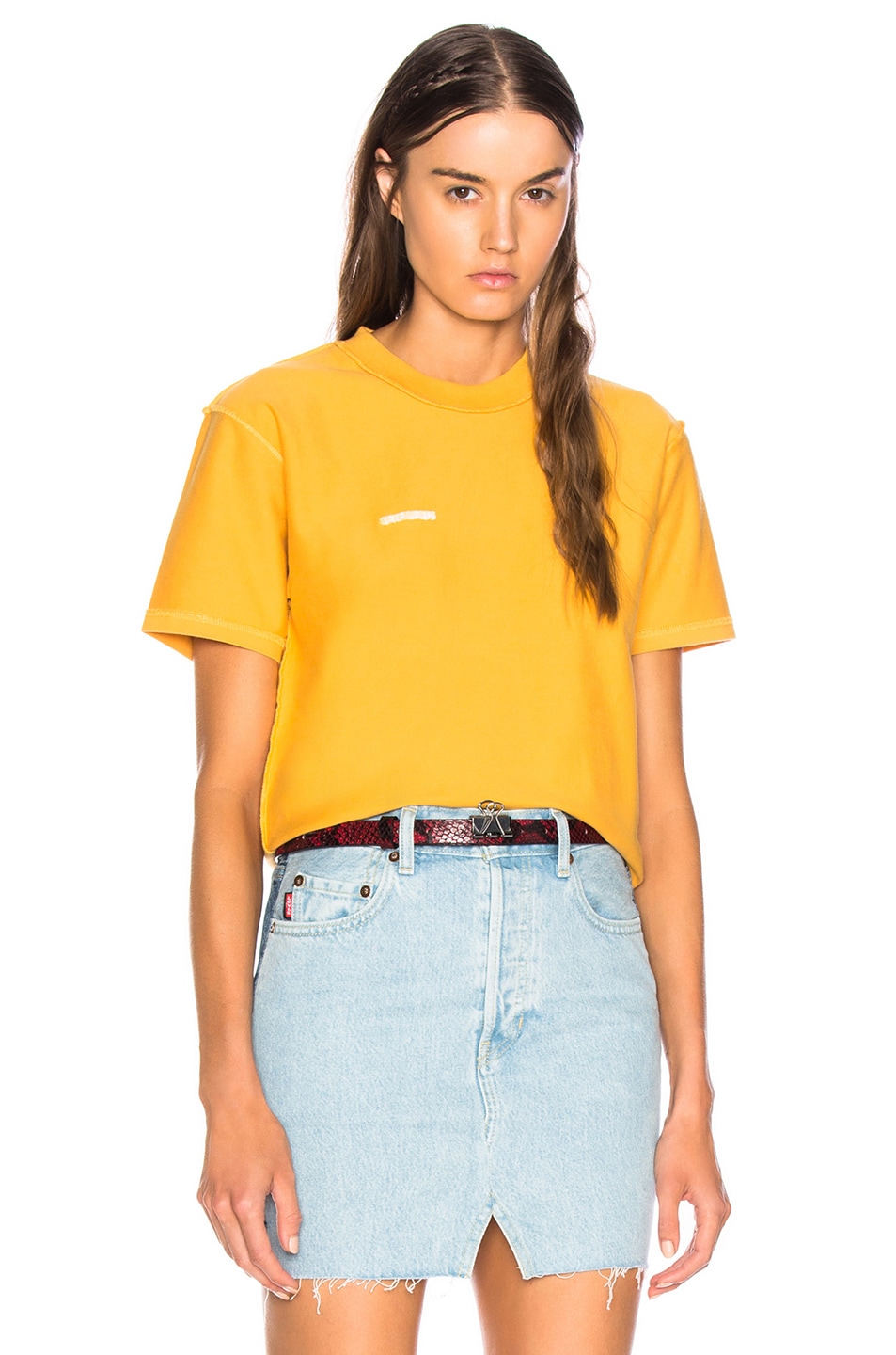 Image 1 of VETEMENTS Fitted Inside Out Tee in Yellow