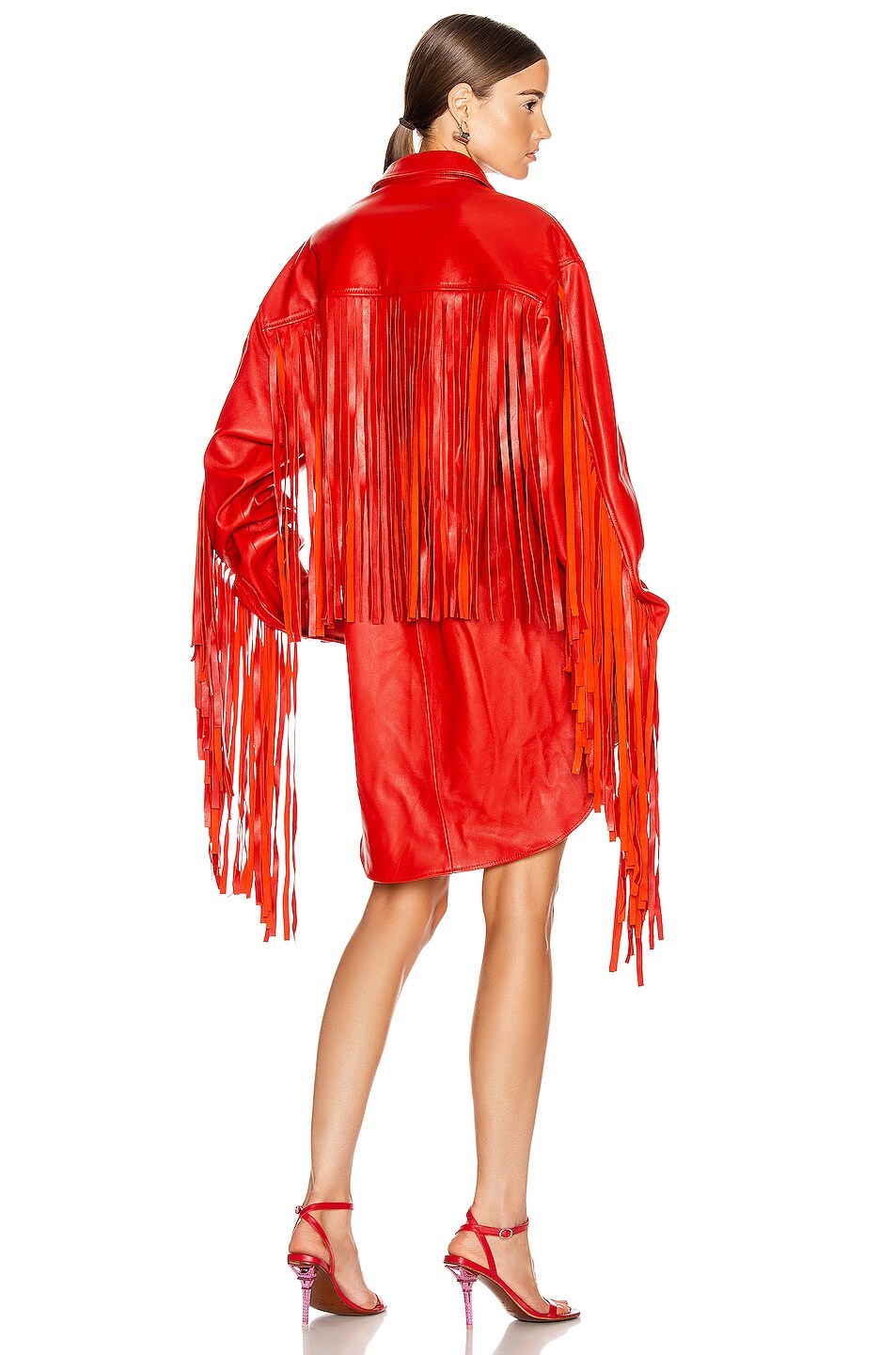 Image 1 of VETEMENTS Fringe Leather Shirt in Red