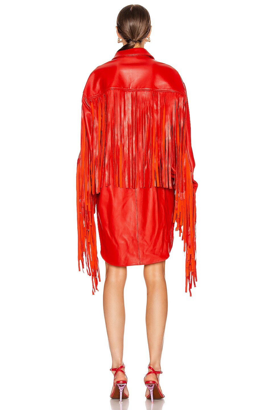 VETEMENTS Fringe Leather Shirt in Red FWRD