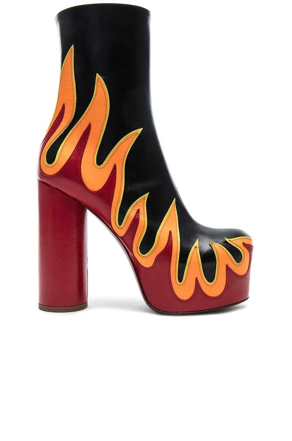Image 1 of VETEMENTS Flame Leather Platform Boots in Black & Red