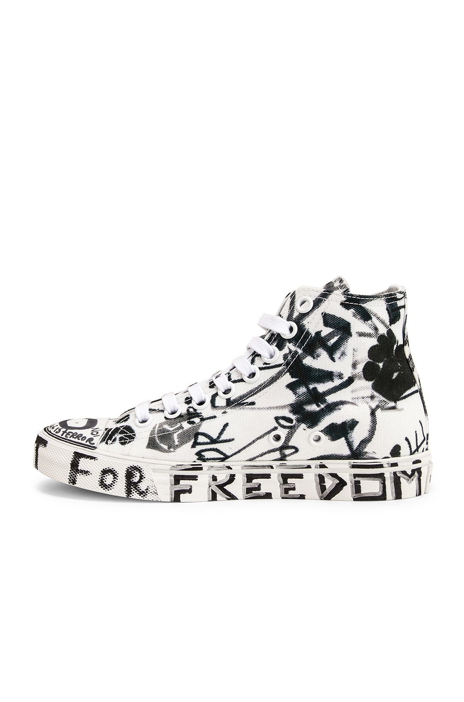 VETEMENTS Graffiti High Top Sneakers White & Georgian Print VETEMENTS Graffiti High Top Sneakers White & Georgian Print