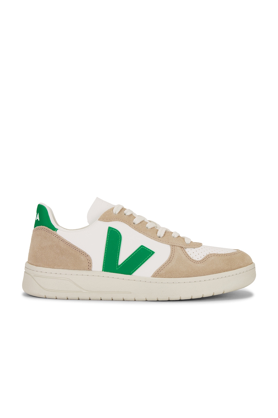 Shop Veja V-10 In Extra Whit  Emeraude  & Sahara