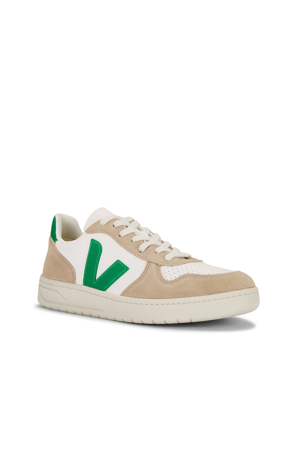 Shop Veja V-10 In Extra Whit  Emeraude  & Sahara