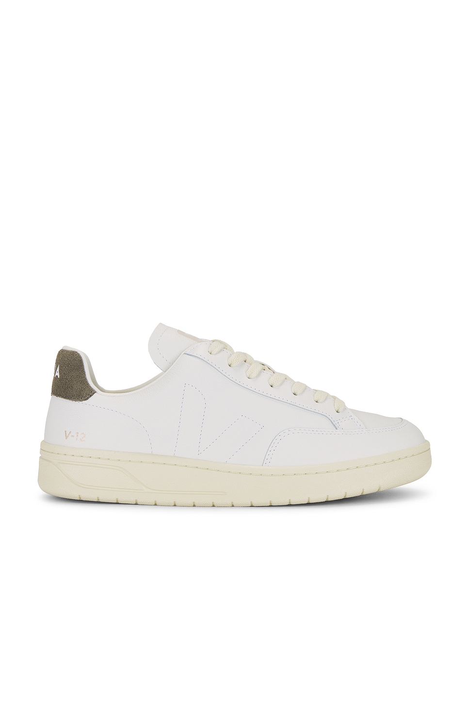 Shop Veja V-12 Stitch In Extra White  White  & Kaki