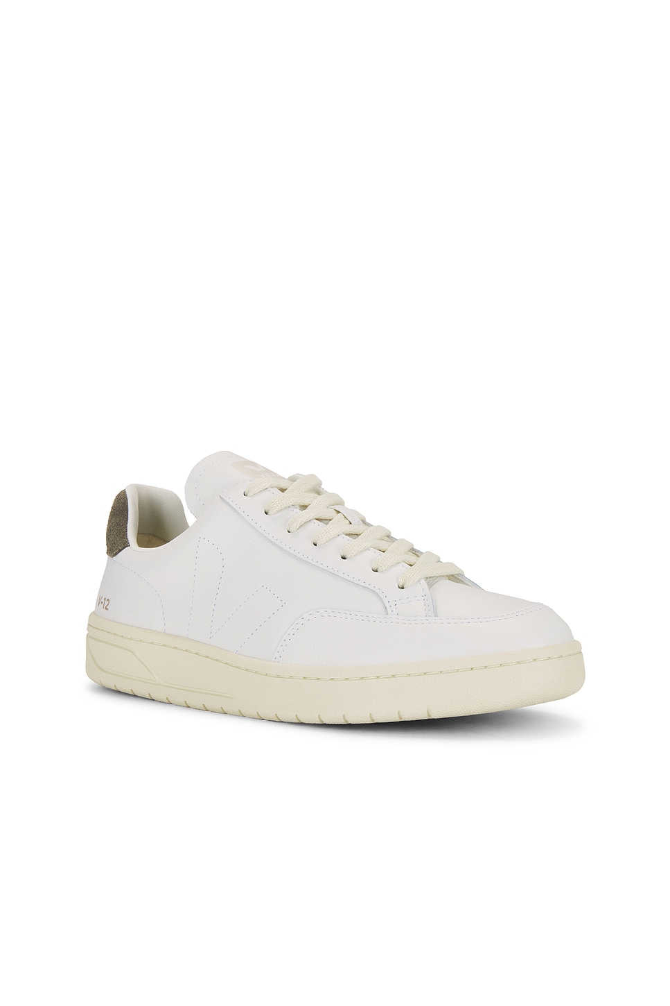 Shop Veja V-12 Stitch In Extra White  White  & Kaki