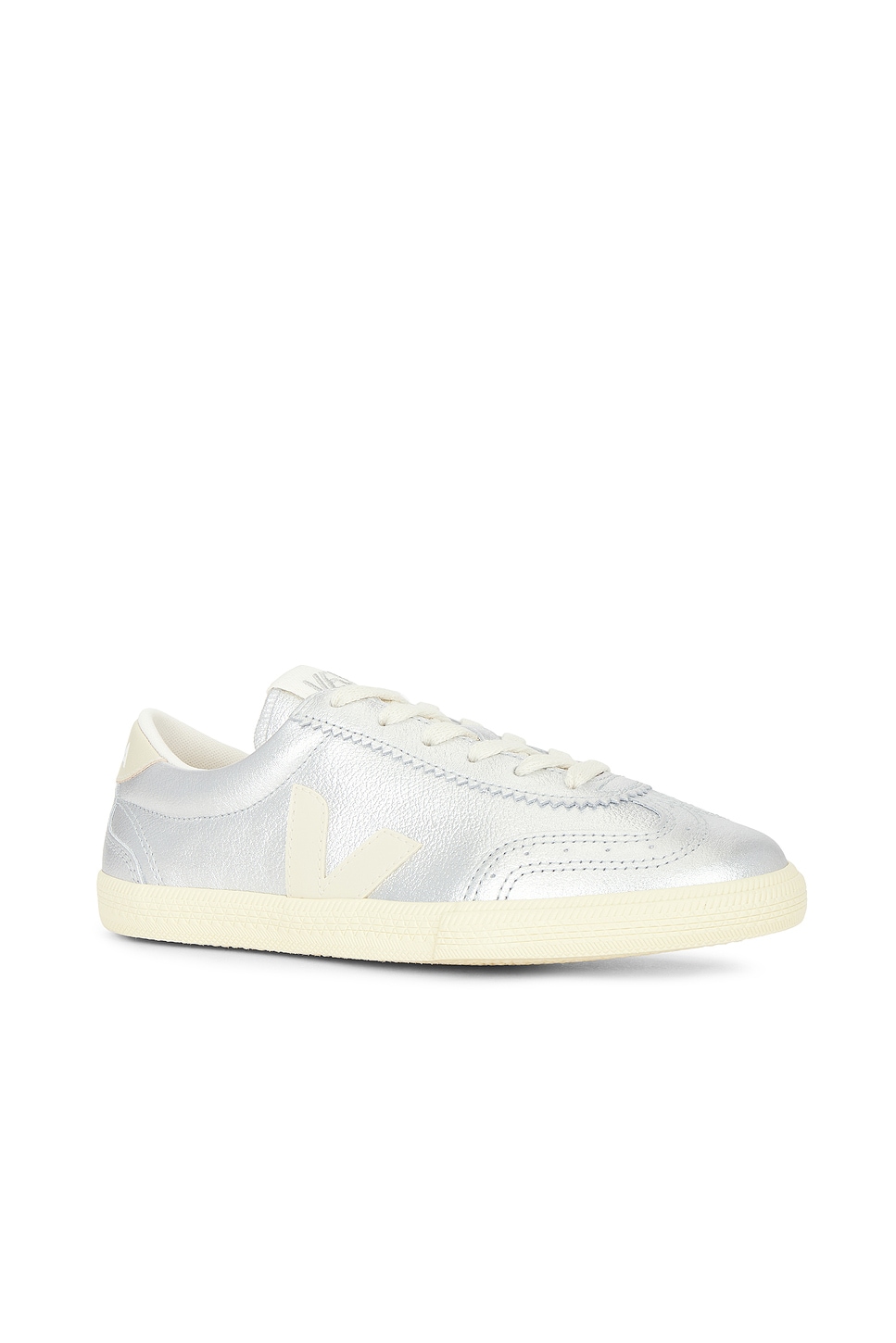 Veja Volley Leather Sneakers Color Silver In Silver & Pierre
