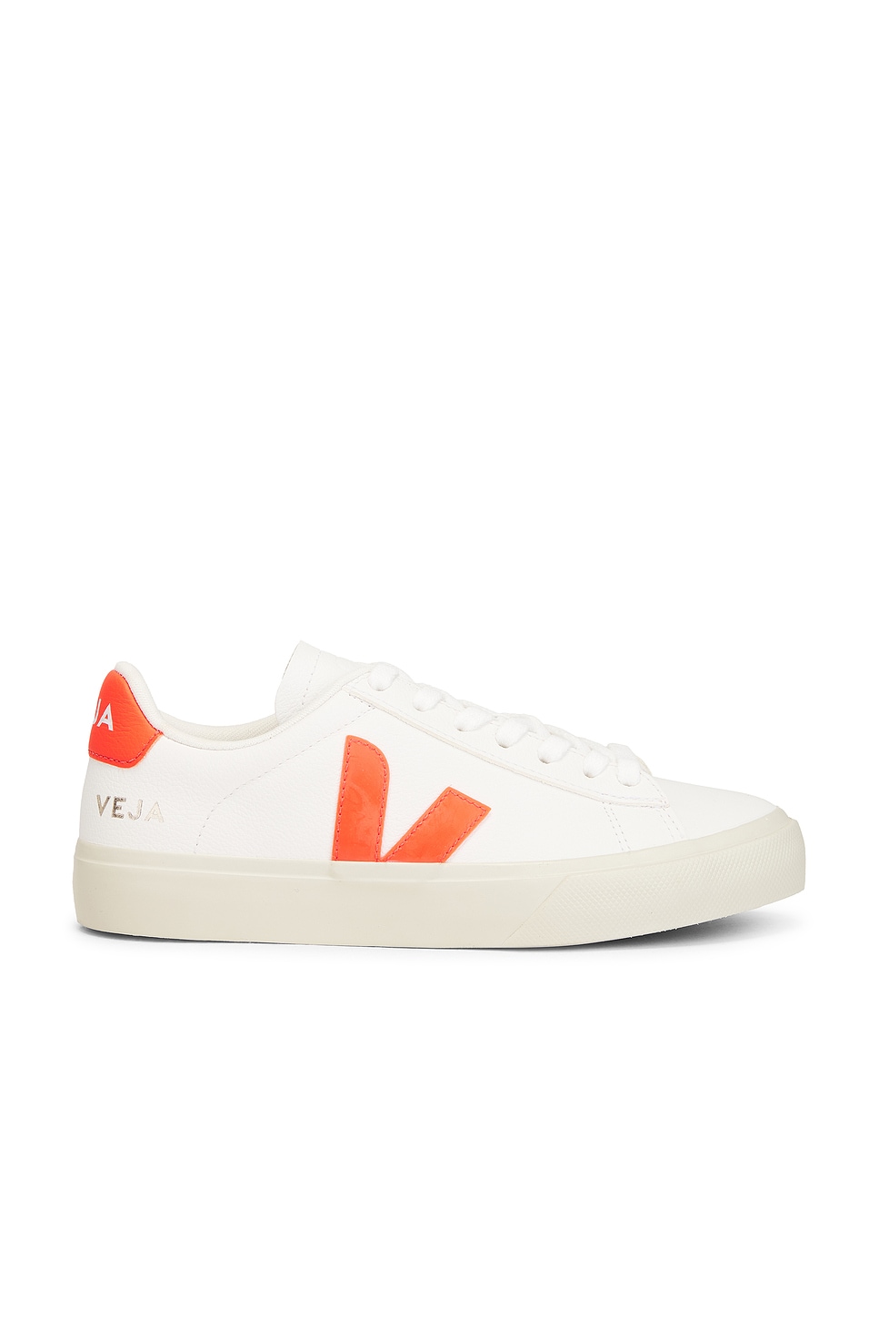 Shop Veja Campo Sneaker In Extra-white & Orange Fluo