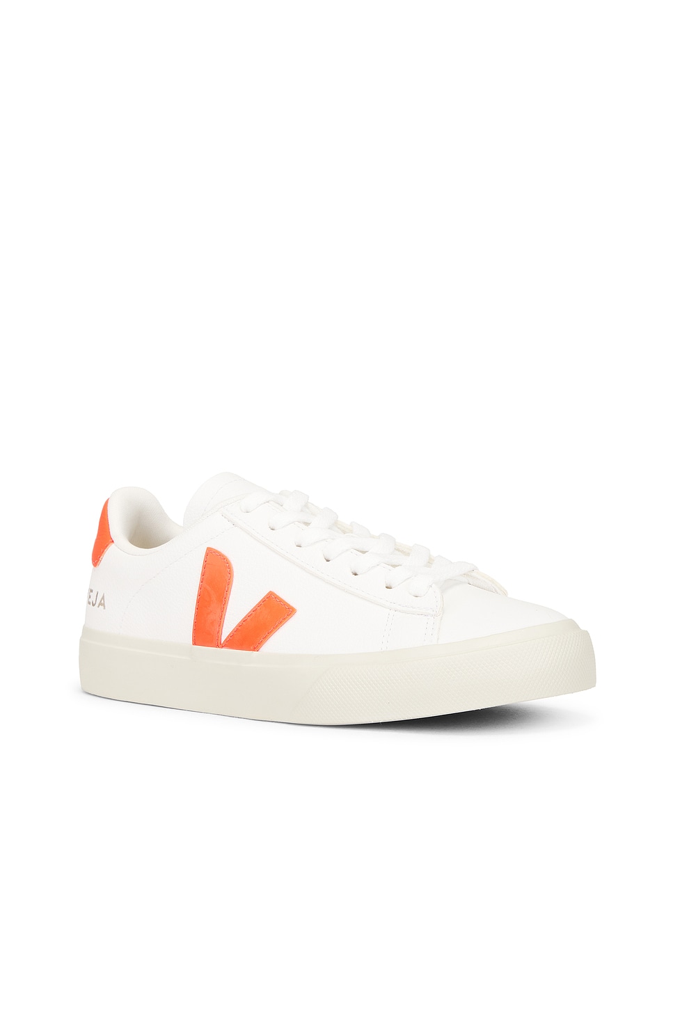 Shop Veja Campo Sneaker In Extra-white & Orange Fluo