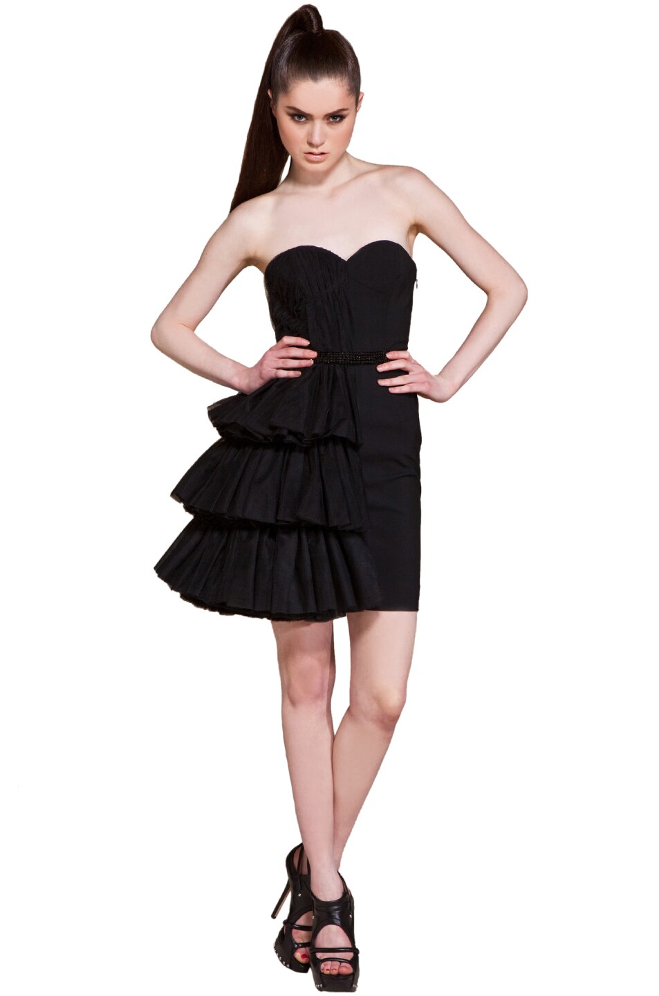 Image 1 of Viktor & Rolf Asymmetric Pleated Dress in Black