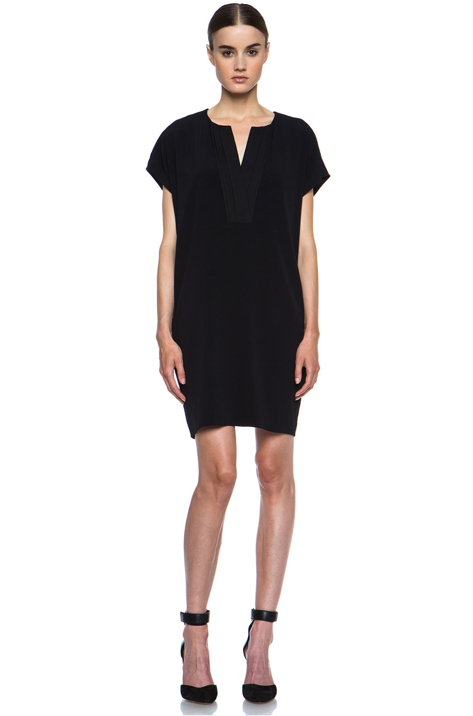 Image 1 of Vince Pleat Front Dress in Black