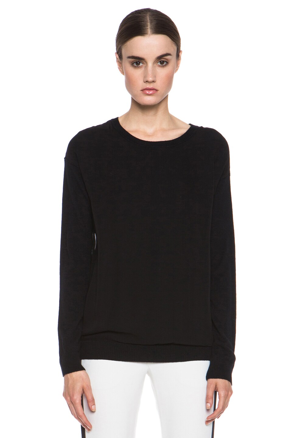Image 1 of Vince Chiffon Overlay Crew in Black
