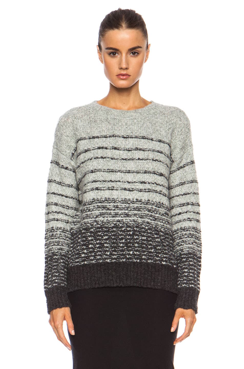 Image 1 of Vince Textured Stripe Sweater in Silver