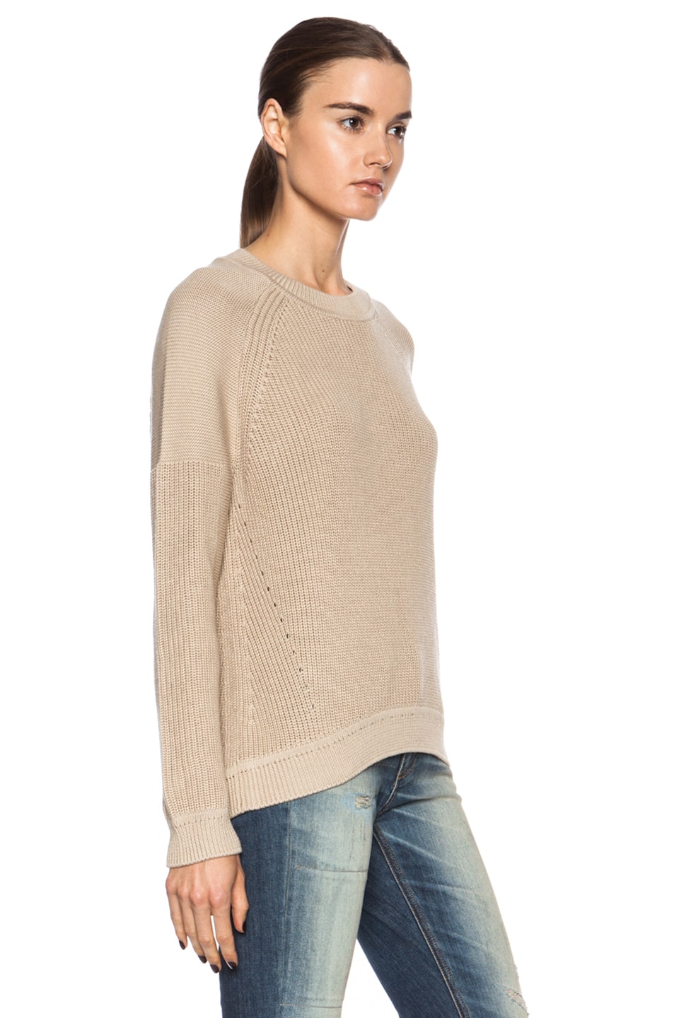 Vince Engineered Rib Cotton Sweater in Cashew | FWRD