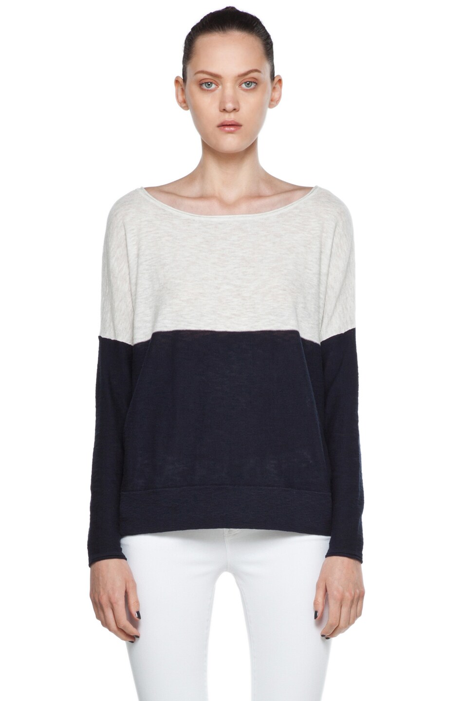 Vince Color Block Sweater in Coastal & White | FWRD