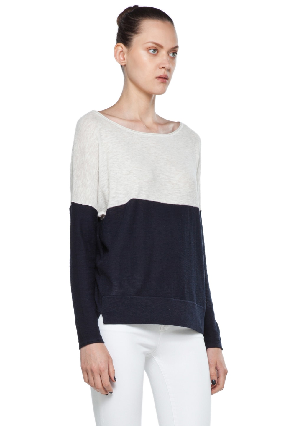 Vince Color Block Sweater in Coastal & White | FWRD